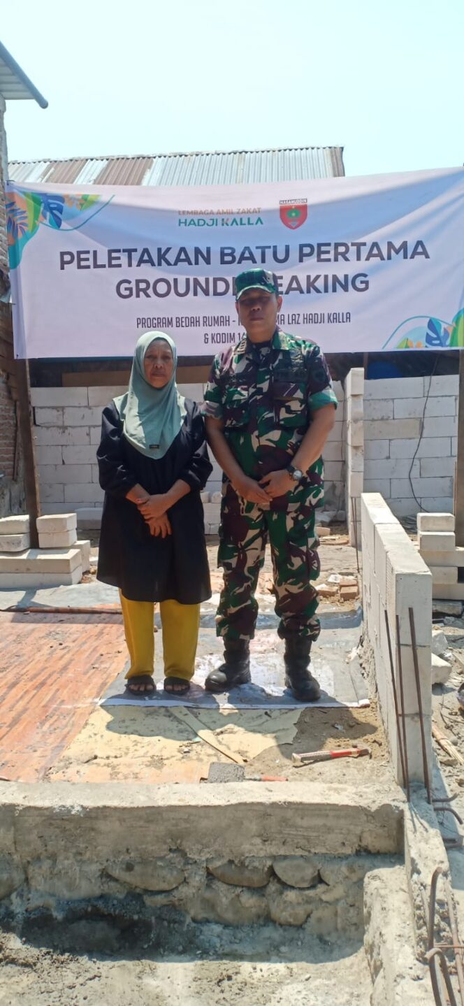 
 Groundbreaking Bedah Rumah Di Kelurahan Pangkabinanga Kerja Sama LAZ Hadji Kalla Dan Dandim 1409 Gowa