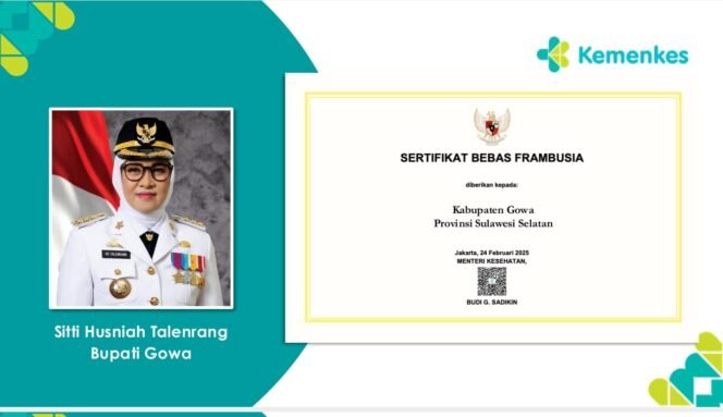 
					Kabupaten Gowa Raih Sertifikat Bebas Frambusia dari Kemenkes